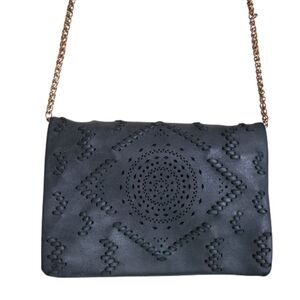 free people street level faux leather suede envelope crossbody bag grey